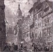 Richard Parkes Bonington Rue du Gros-Horloge a Rouen painting